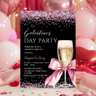 Invitación Fiesta de Galentine's Day Champagne Pink Coquette
