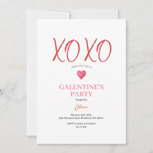 Invitación Fiesta de Galentine's Day Rosa XOXO Día de San Val