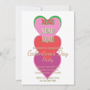 Invitación Fiesta de Galentine's Day Rosa y Verde