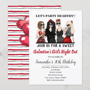 Invitación Fiesta de Galentine's Noche de Chicas Fiesta de Sa