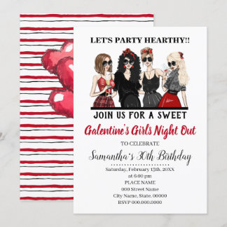 Invitación Fiesta de Galentine's Noche de Chicas Fiesta de Sa