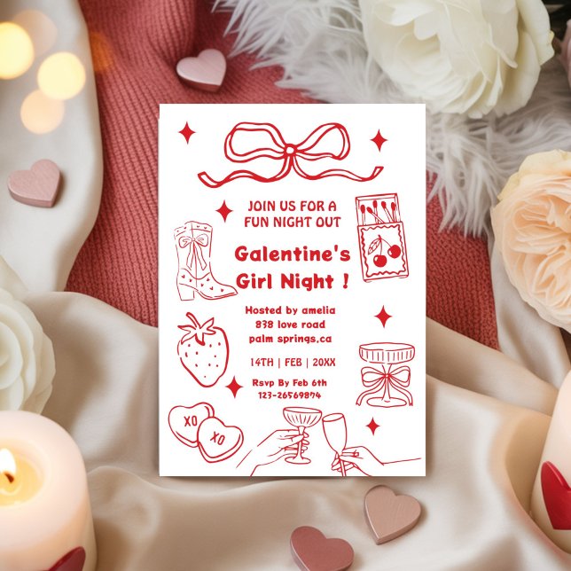 Invitación Fiesta de Galentines, noche de San Valentín, Cherr (Subido por el creador)