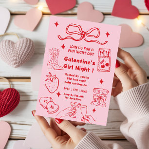 Invitación Fiesta de Galentines, noche de San Valentín de cer