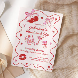 Invitación Fiesta de Galentines Pinta y Bebe para Chicas en e