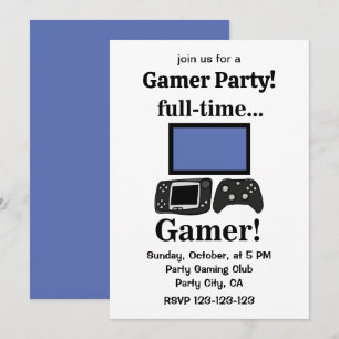 Invitación Fiesta de Gamer Divertido de Juegos