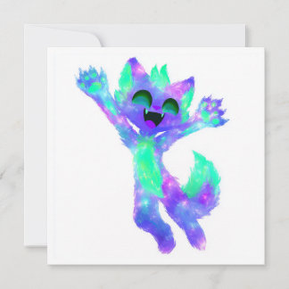 Invitación Fiesta de gato Chibi galáctico
