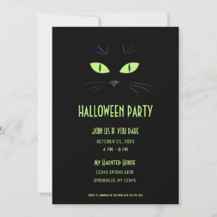 Invitación Fiesta de gato negro espeluznante de Halloween