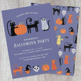 Invitación Fiesta de gatos de Halloween