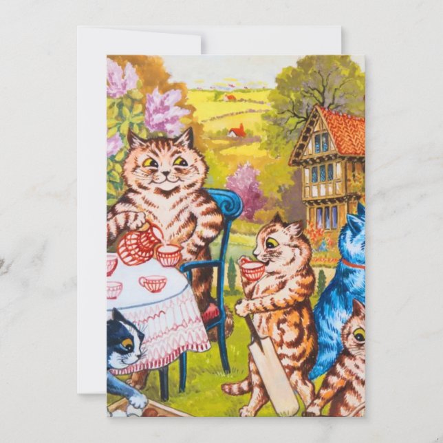 Invitación Fiesta de gatos en el jardín (Anverso)