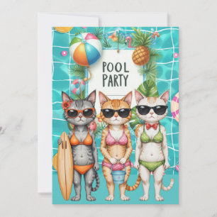 Invitación Fiesta de gatos en la piscina 