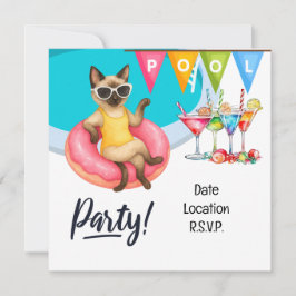 Invitación Fiesta de gatos en la piscina para amantes de los