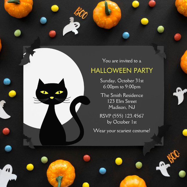 Invitación Fiesta de gatos Guay Black Halloween (Subido por el creador)