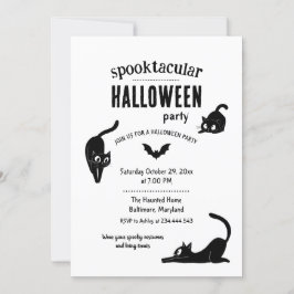 Invitación Fiesta de gatos negros de Halloween Espeluznante