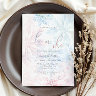 Invitación Fiesta de género de copo de nieve rosa azul en inv