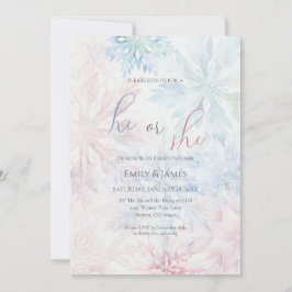 Invitación Fiesta de género de copo de nieve rosa azul en inv