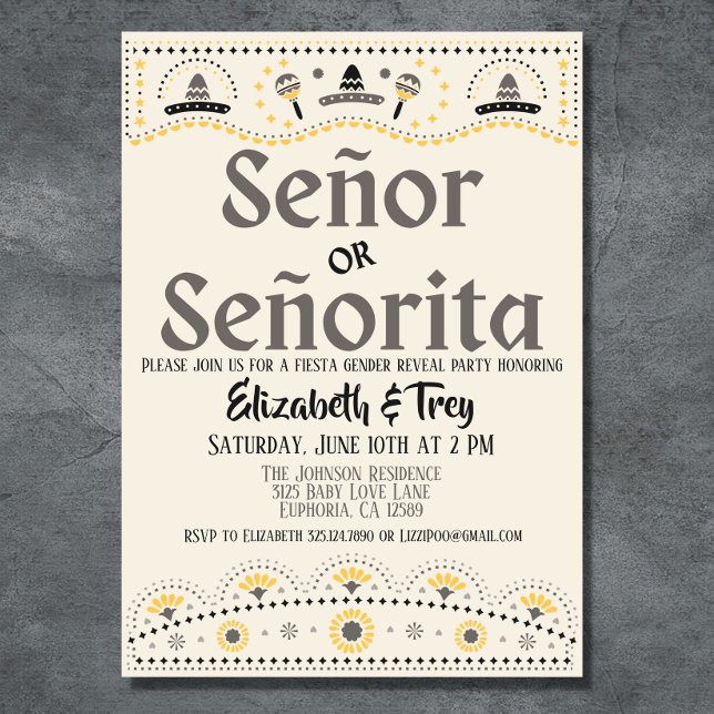 Invitación Fiesta de género de Papel Picado (What a cute gender neutral Mexican papel picado themed gender reveal invitation. )
