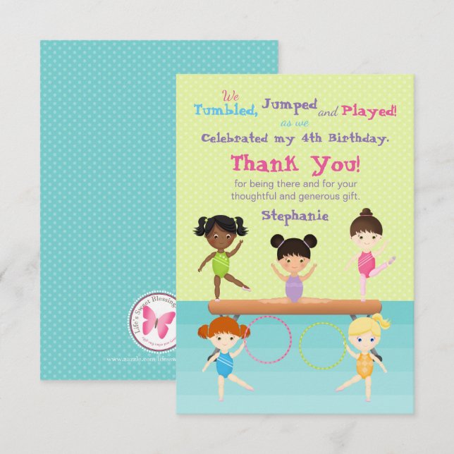 Invitación Fiesta de gimnasia (Anverso / Reverso)