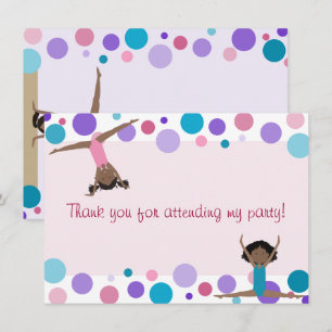 Invitación Fiesta de gimnasia gracias en Aqua y Pinks