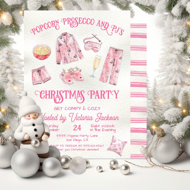 Invitación Fiesta de Girly Navidades Pajama (Subido por el creador)