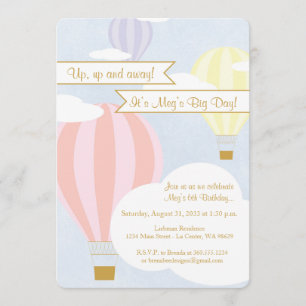 Invitación Fiesta de globo de aire caliente Pastel