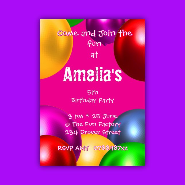 Invitación Fiesta de globo de cumpleaños colorido (Subido por el creador)