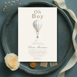 Invitación Fiesta de globos aerostáticos Oh Boy para Baby Sho