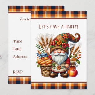Invitación Fiesta de gnomos de temporada otoñal adorable