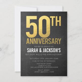 Invitación fiesta de Gold Chalkboard 50° aniversario