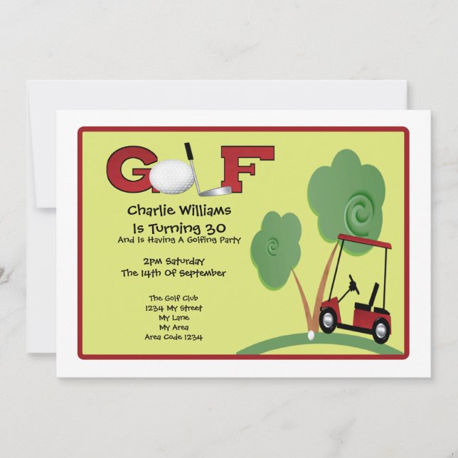 Invitación Fiesta de golf (Anverso)