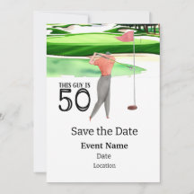 Fiesta de golf 50th Birthday Save the Date for gol