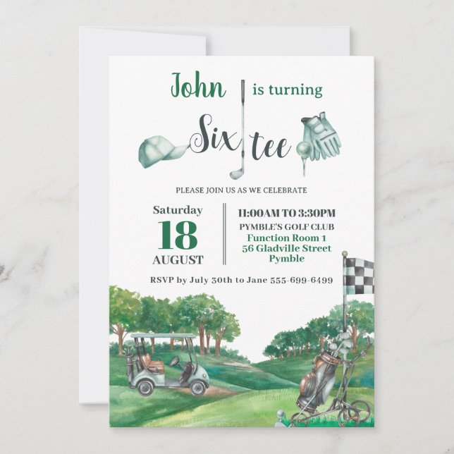 Invitación Fiesta de golf 60º cumpleaños cumpliendo 60 años (Anverso)