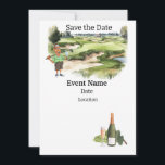 Invitación Fiesta de golf 80th Birthday Save the Date for gol<br><div class="desc">¡Guarde la fecha para un fiesta de golf especial que celebre su cumpleaños número 80! Este fiesta seguramente será un agujero en uno para cualquier fanático del deporte. Ya sea que seas un profesional experimentado o que recién empieces, ¡únete a la diversión! Invitación con tarjeta para entrenador, instructor, profesor, amigo,...</div>