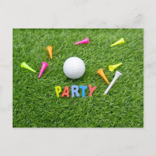 Invitación Fiesta de golf con bola de golf y verde