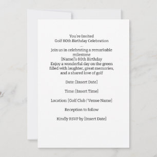 Invitación Fiesta de Golf Cumpleaños 80 Reservar la Fecha par