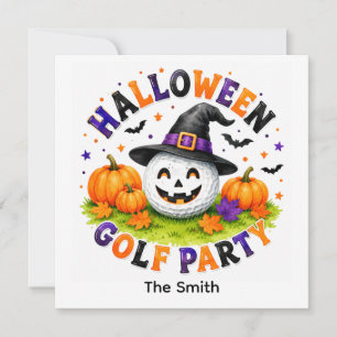 Invitación Fiesta de Golf de Halloween Sombrero de Bruja Bola