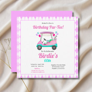 Invitación Fiesta de Golf de Mujeres Elegantes Cumpleaños Car