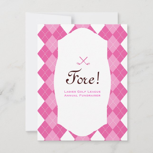 Invitación Fiesta de golf de Pink Ladies Argyle (Anverso)