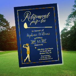 Invitación Fiesta de golf de retiro Mujer de Oro Azul Clásica