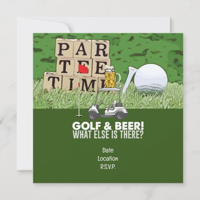 Invitación Fiesta de Golf Golf y Cerveza Dicho Divertido para (Anverso)