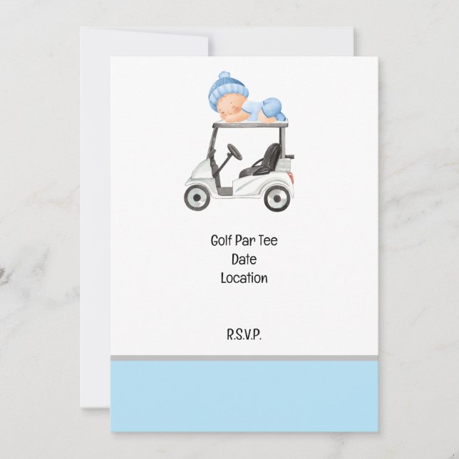 Invitación Fiesta de golf guardar la fecha en Baby Shower BOY (Anverso)