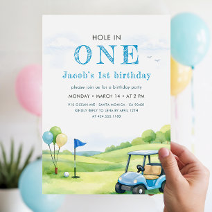 Invitación Fiesta de Golf Hole In One Cumpleaños Primero