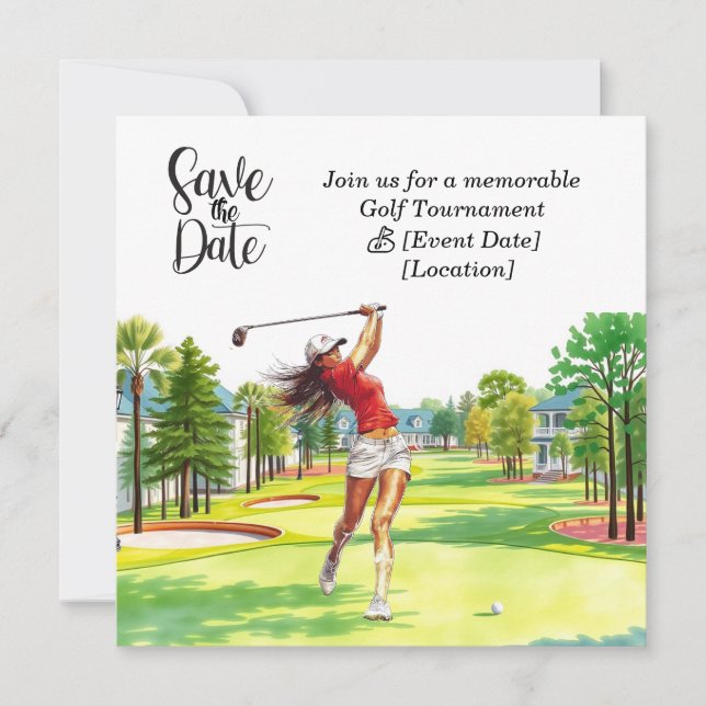 Invitación Fiesta de Golf para salvar la fecha para la mujer  (Anverso)