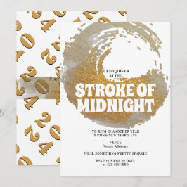 Invitación Fiesta de Golpe de Medianoche de Oro Negro de Año 