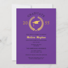 Invitación Fiesta de Gorra Dorada de Laurel Formal Elegante