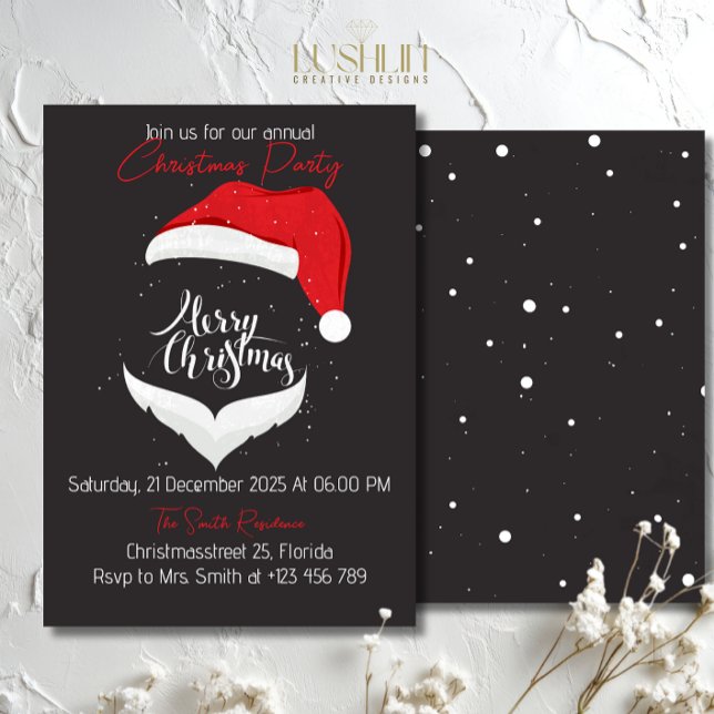 Invitación Fiesta de Gorras Rojas de Navidad Celebración de V (Subido por el creador)