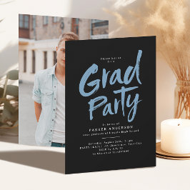 Invitación Fiesta de Grad con guión sencillo y moderno de pin