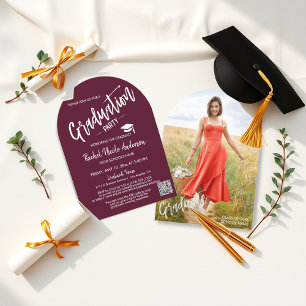 Invitación Fiesta de Grad de Foto Arch de Borgoña