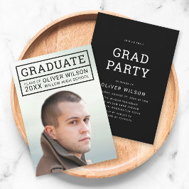 Invitación Fiesta de Grad de fotografía con cuadrícula modern