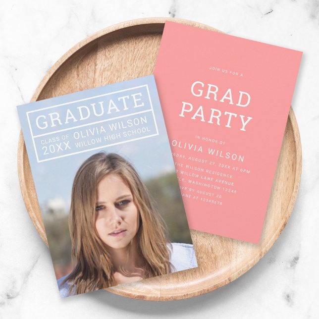 Invitación Fiesta de Grad de fotografía con cuadrícula modern (Subido por el creador)