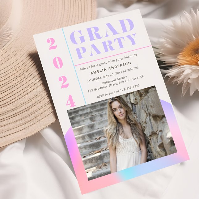 Invitación Fiesta de Gradiente Moderno Retro de Graduación Fo (Subido por el creador)